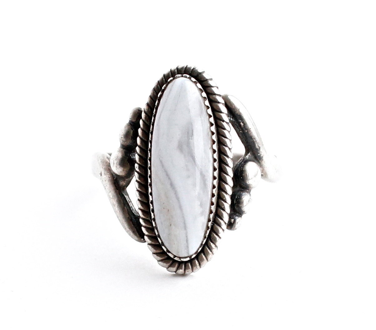 Vintage Sterling Silver White Stone Ring Size 7 by MaejeanVintage