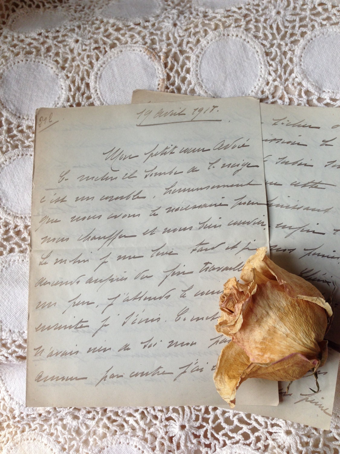 French Love Letter Handwritten Script 1918 Lt Green TREASURY