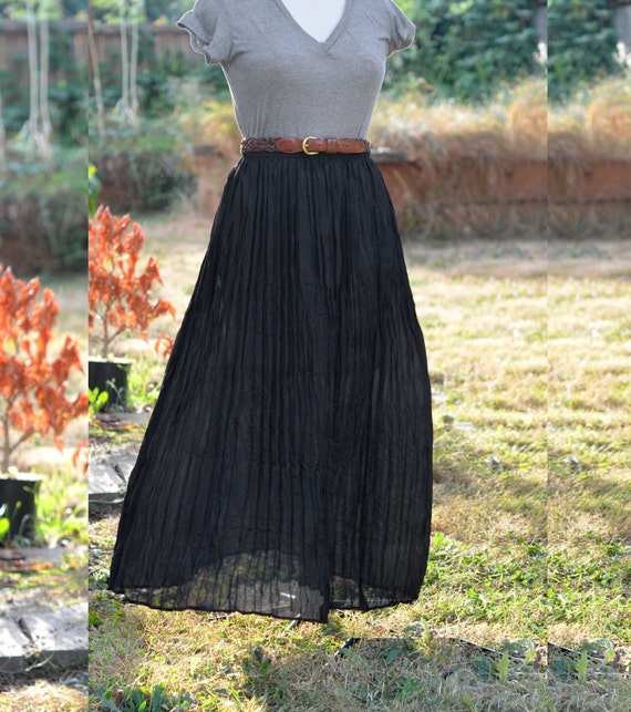 90s Black Broomstick Long Maxi Skirt by brainstormvintage on Etsy