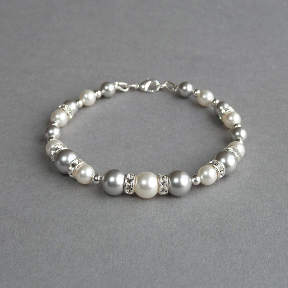 Silver Grey Bracelet Soft Gray Bridesmaids Jewelry Light