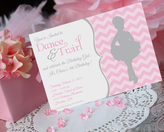 Ballet Party Invitation - Printable - Ballerina Birthday- Pink - Girl Birthday- Includes Address Labels & Envelope Seals - Amanda's Parties Il_570xn