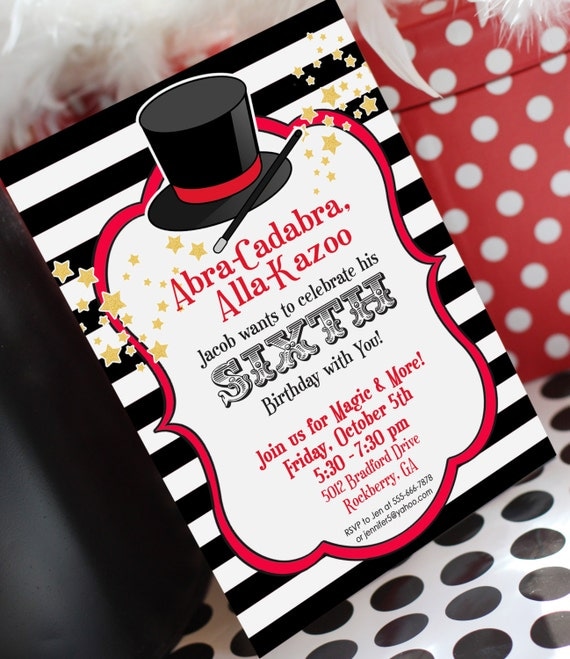 MAGIC PARTY Invitation, Thank You Note, Address Labels & Envelope Seals - Printable Invitation Set by Amanda's Parties To Go Il_570xn