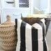 50 % OFF Black Stripe Outdoor Pillow Cover - Designer Pillow - Indoor Outdoor - Stripe Tuxedo in Black - 18 inches - Pillow Cover