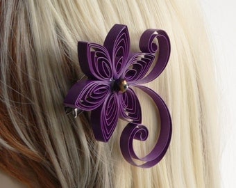 Royal Purple Wedding Hair Flower, Royal Purple Wedding Hair Accessory, Purple Hairpiece