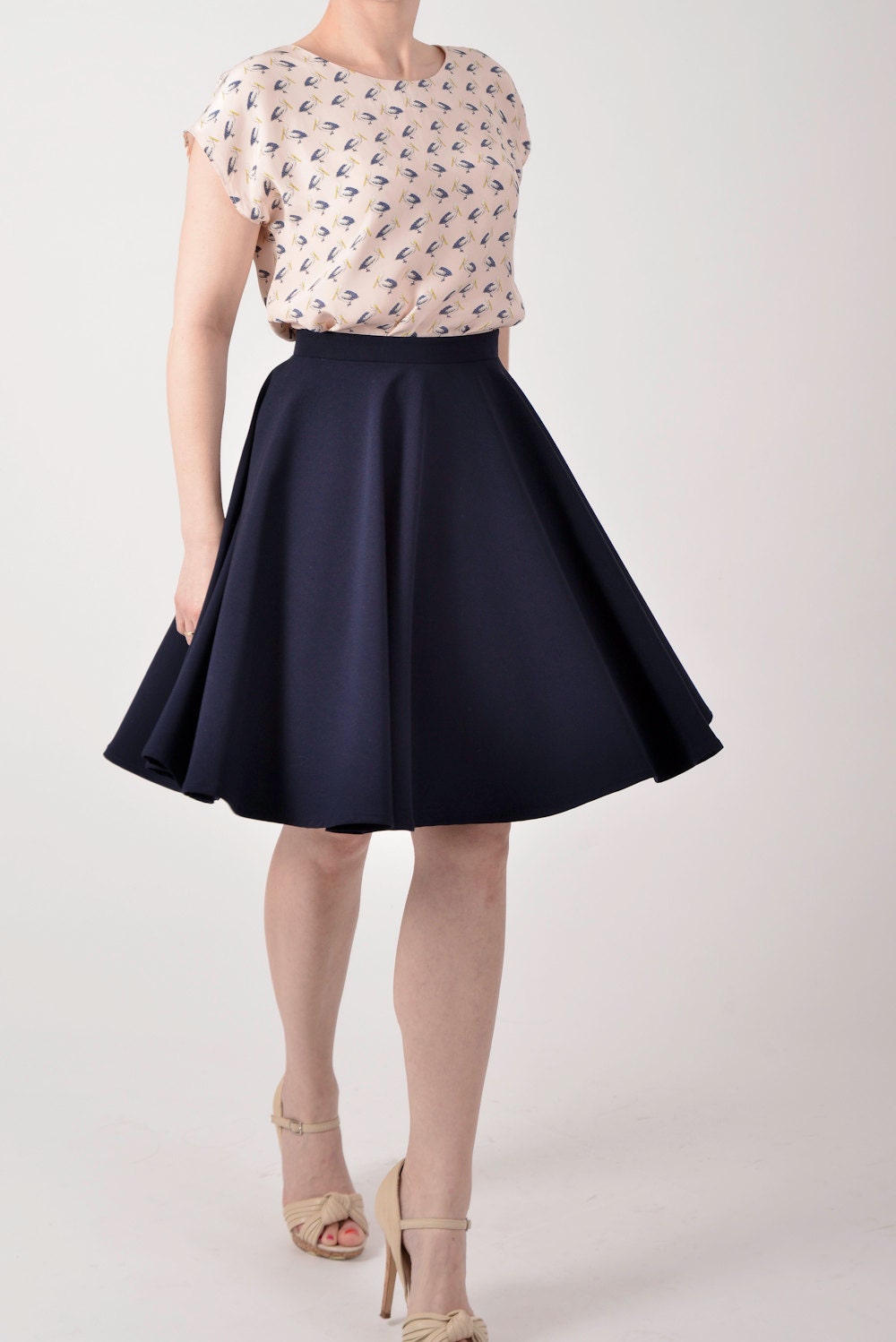 Navy blue skirt custom made skirt custom made circle skirt.