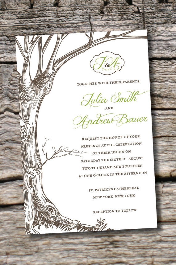 Tree Initials Wedding Invitations 3