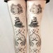 Pirate Printed Tattoo Tights Narwhal Sailor Lolita Small Medium Black on Cream Octopus Squid