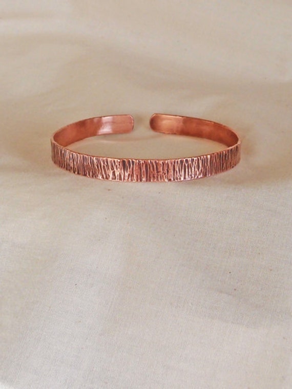 Handmade Hammered Hashed Copper Wrist Band Bracelet Large