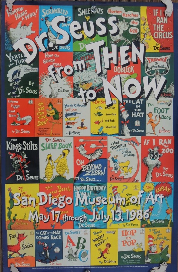 Vintage Dr. Seuss Poster 1986 From Then to Now Exhibition