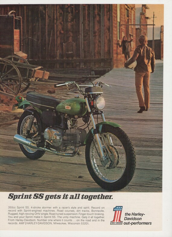 1970 AMF  Harley  Davidson  Sprint SS  350cc by fromjanet on Etsy