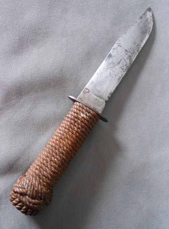 Antique Sailors Bowie Knife with Braided Rope Handle