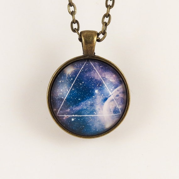Items similar to Galaxy Triangle Necklace, Hipster Nebula Jewelry ...