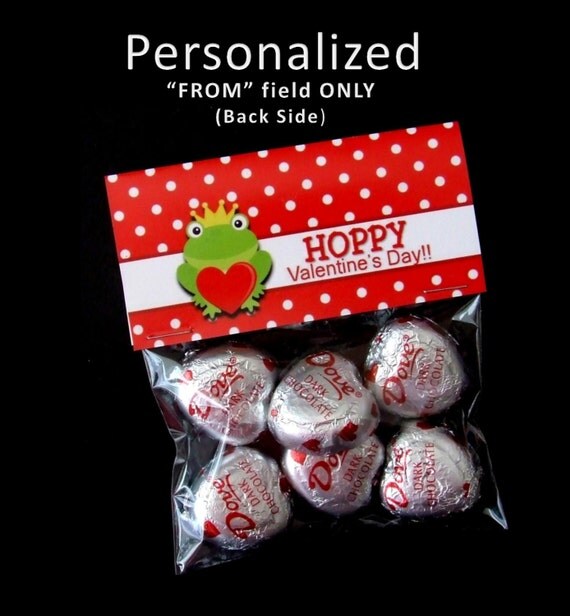 Printable- Personalized Valentine Treat Bag Toppers - Hoppy Valentine's Day - Froggy Il_570xn