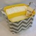 LG Diaper Caddy 10"x10"x7" Fabric Bin, Fabric Storage bin, Fabric Organizer Chevron Zig Zag Grey/White Yellow Lining