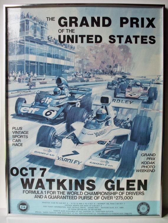 Original 1973 Watkins Glen Poster F1 United States Grand Prix