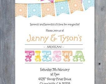 FIESTA Invitation Design - Personalized - 7"x5" - Print your own