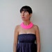 EXTRA SALE - The triple braid necklace - handmade in neon pink fabric