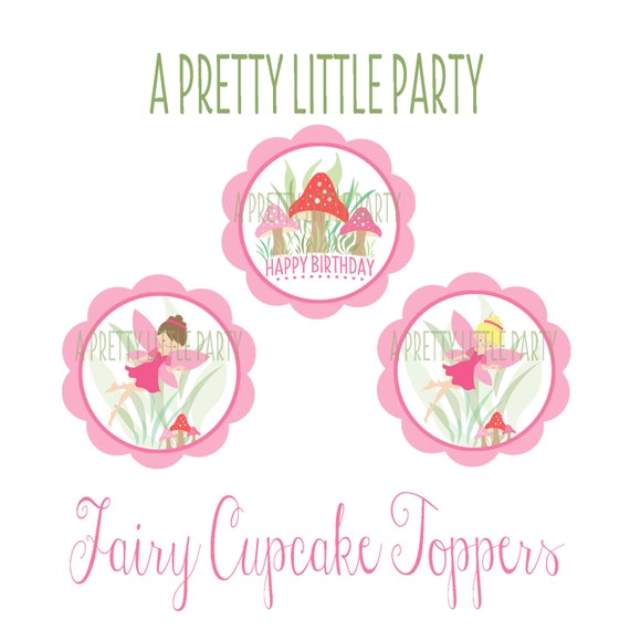 Fairy Cupcake Toppers - Pixie Cupcake Toppers - Woodland fairy - Party Supplies - INSTANT DOWNLOAD Il_570xn