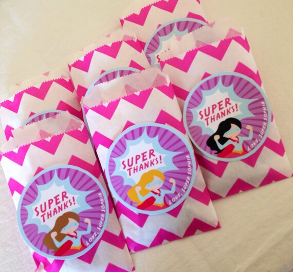 Custom Superhero Girls Favor Tags - Girl Super hero Party -Party Supplies Il_570xn