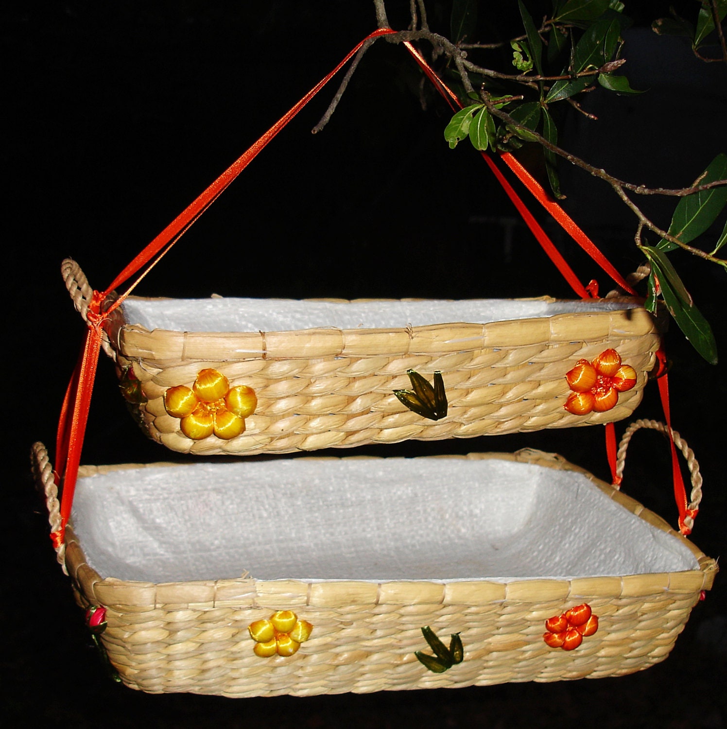 Two Level Hanging Basket Bird Feeder