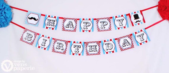 Little Man Mustache Bash Birthday Party - DIY PRINTABLE Happy Birthday Banner - Instant Download - design by venspaperie - PS829CA1e Il_570xn