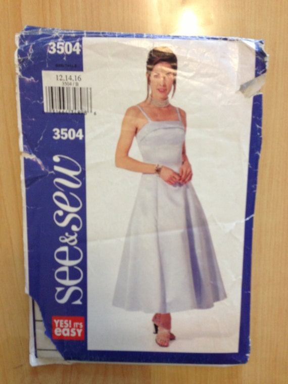 Butterick See and Sew Sewing Pattern 3504 Misses/Misses Petite Dress Size 12 - 16 Sale