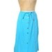 1970s Blue Rainbow Trim Skirt / A-Line Skirt / Button Front Skirt / Cotton / Womens Vintage Skirt / Plus Size / Size 18