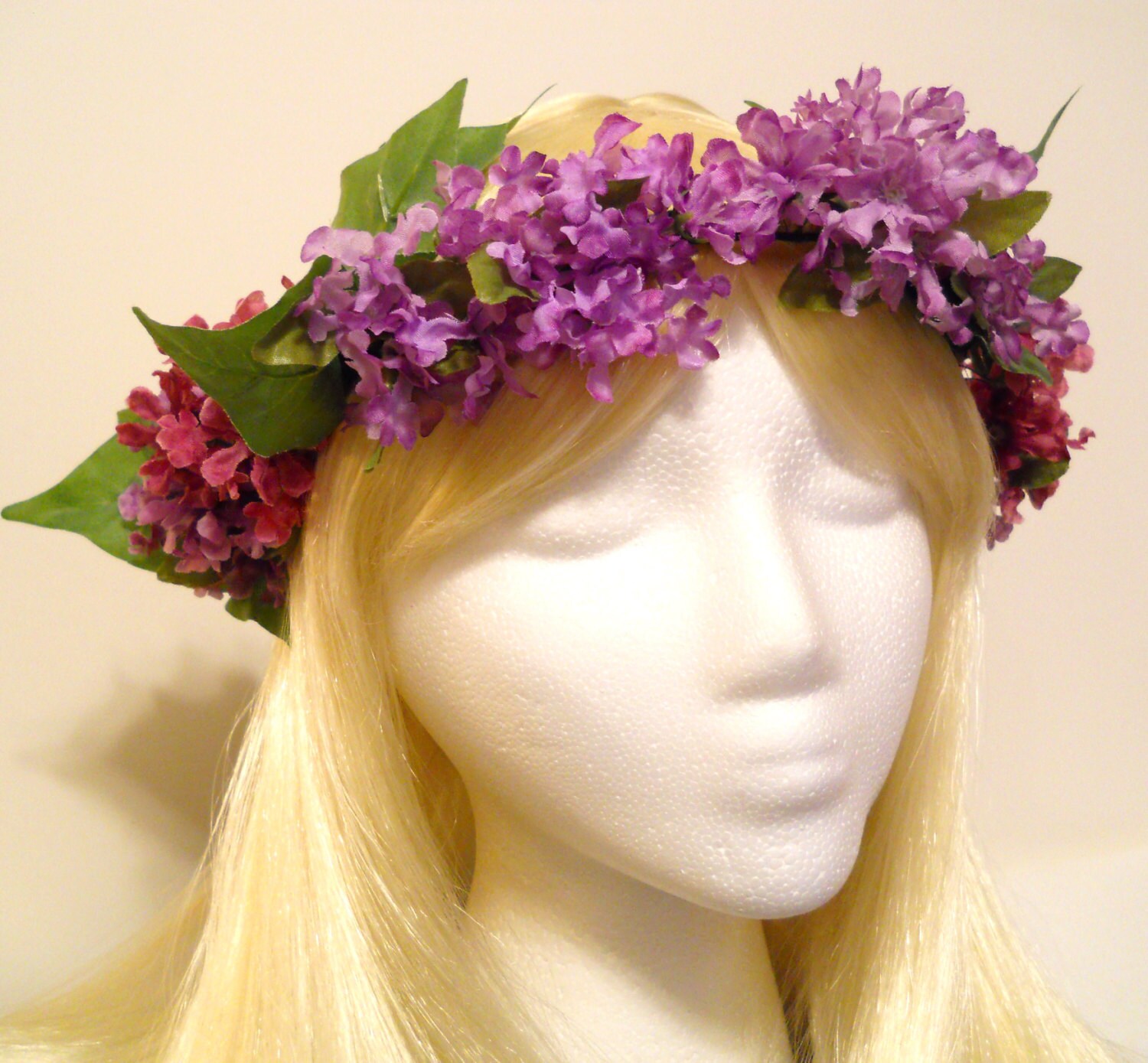 Lilac Flower Crown Head Wreath Purple Lavender Spring Wedding