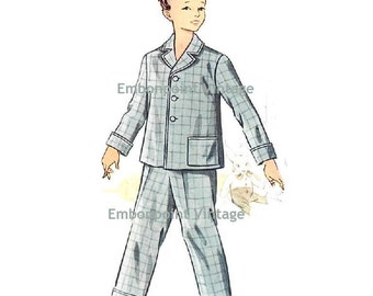 Plus Size (or any size) Vintage 1950s Boy's Pyjama Pants Pattern - PDF - Pattern No 190b Kevin Pyjama Pants