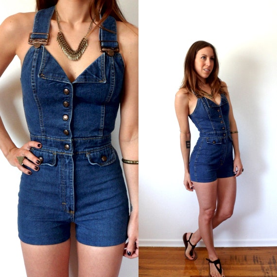 Womens vintage denim overalls