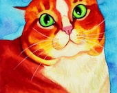 Pop Art Cat Painting 8x10 cat art 11x14 Cat Art Print Orange Cat Watercolor Painting Cat Illustration Cat Watercolor Print Cat Wall Art