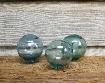 Collections of Vintage Glass Fishing Floats (NEW SIZE!) -- Three Japanese Net Floats