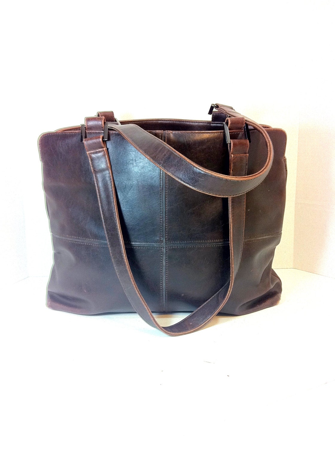 Large Leather Bag Brown Leather Tote by MelissaJoyVintage