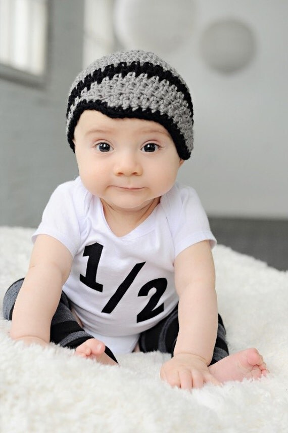 Baby Boy Crochet Hat Newsboy Beanie Gray And Black Baby Boy Crochet Hat Newsboy Beanie Gray And Black