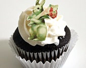 12 Easter Edible Prints - Vintage Easter Bunny with lily flowers - Easter cupcake toppers Il_170x135