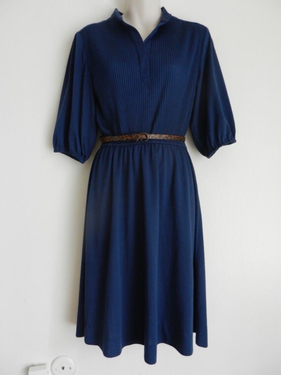 Items similar to Navy Blue Vintage Dress on Etsy