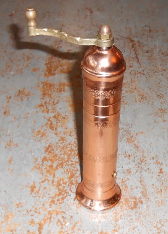 Vintage Pepper Grinder Copper Hand Crank Atlas Made in