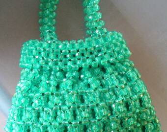 Vintage Jade Green Lucite Bead Made in Italy Lewis Imports Purse