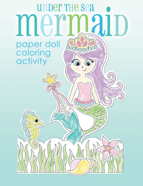 Items similar to MERMAID paper doll printable coloring activity on Etsy
