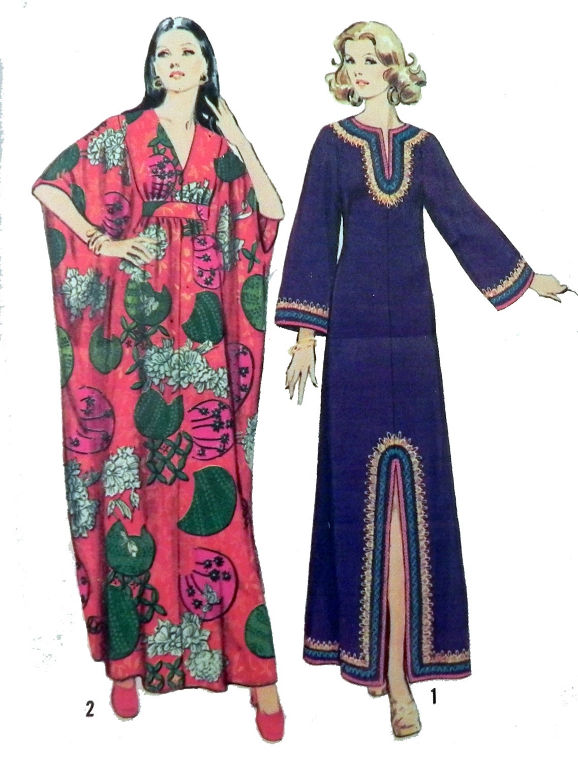 1970s Caftan Pattern Simplicity 5315 Size 1618 Bust 3840