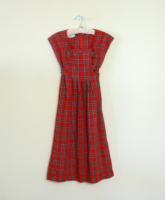 Red Plaid Dress Late 60s/ Early 70s by LogansClothing on Etsy