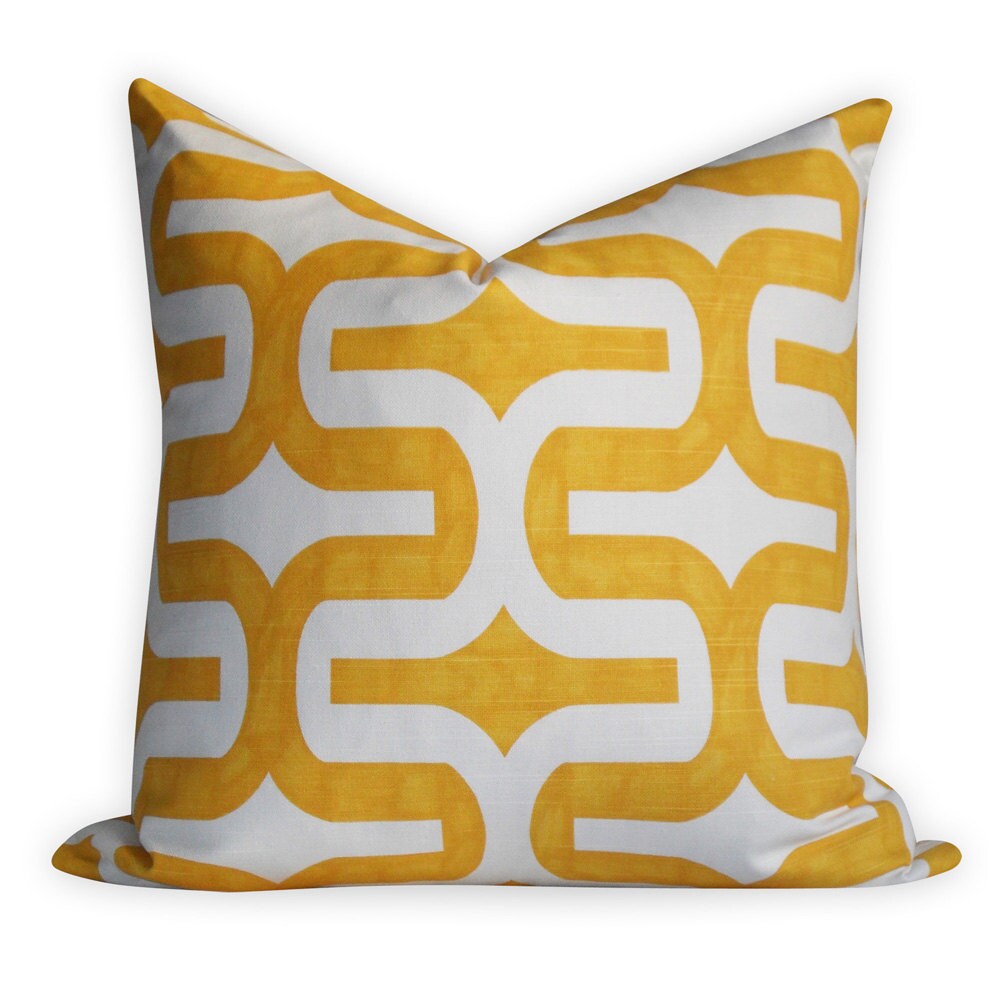 Geometric Yellow Pillow Cover Same Fabric BOTH Sides