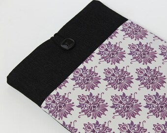 Macbook Air case, Macbook Pro Sleeve, Macbook Retina cover, Purple and grey damask laptop case, customizable size, 11 in, 13 in, 15 in