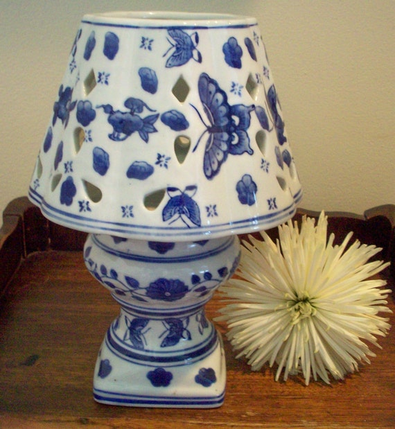 Blue and White Porcelain Candle Lamp with by on Etsy
