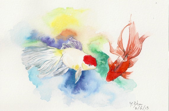 Items Similar To Goldfish 6 X9 Original Watercolor Painting On Etsy