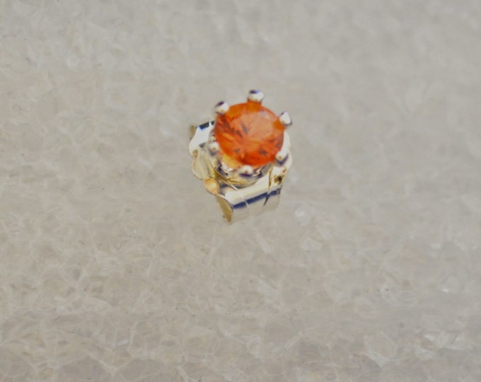 Red Orange Sapphire Earrings, Dainty 3mm Round, Natural, set in Sterling E340