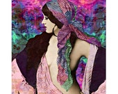Vintage goddess photomontage digital art print gypsy boho purple pink aqua bright abstract wall art Vintage goddess photomontage digital art print gypsy boho purple pink aqua bright abstract wall art
