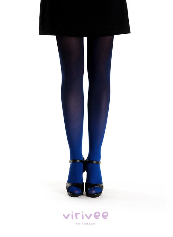 Ombre tights blue-black