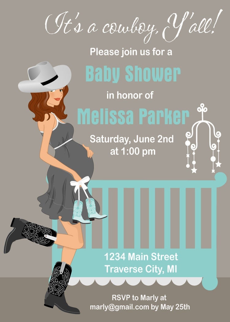 Cowboy Baby Shower Invitations Country by AnnounceItFavors