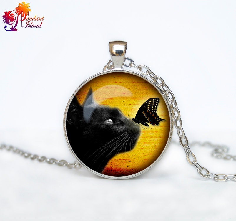 Black cat Pendant Black cat necklace Black cat jewelry black
